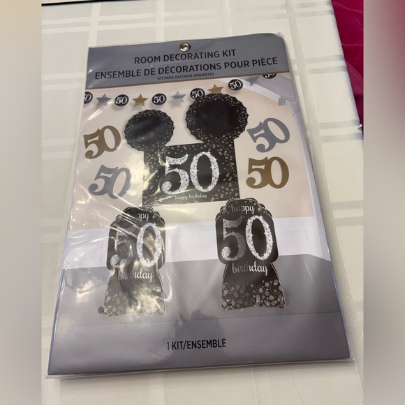 Black, Gold and Pink and Blue 50th Birthday Decorations. - Picture 5 of 6